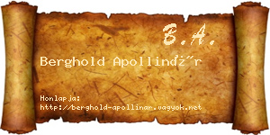 Berghold Apollinár névjegykártya